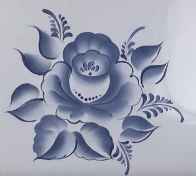 Как нарисовать гжель: мастер-класс по изображению розы, видео