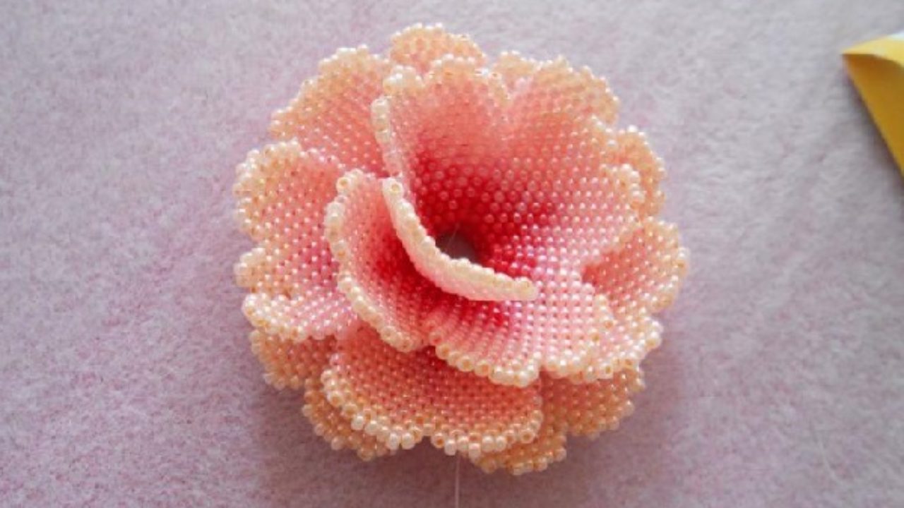 цветок из бисера мастер класс для начинающих мозаичное плетение